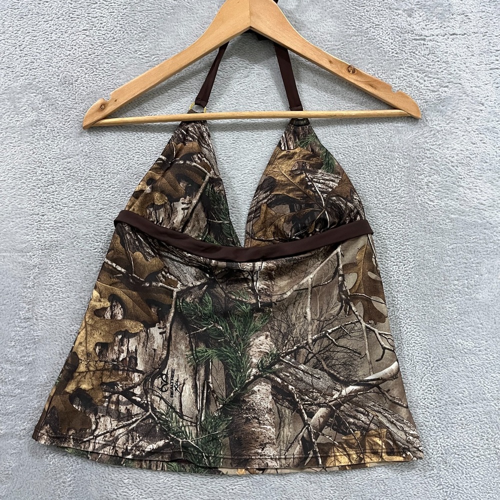 Camouflage Blouse Women 10 Crop Top Halter Neck Mossy Oak Y2K Realtree